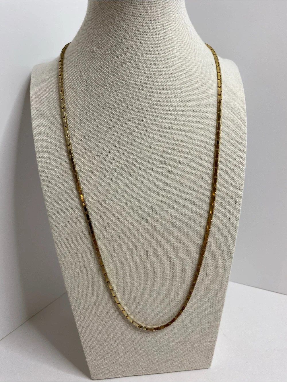 Vintage 14K GP Gold Plated 24” Oval Box Link Chain Necklace Geometric Design